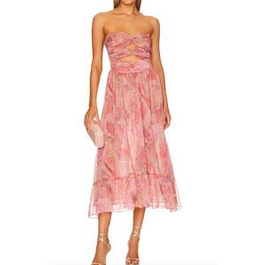 MISA LOS ANGELES Arianne Chiffon Sleeveless Midi Dress Pink XS